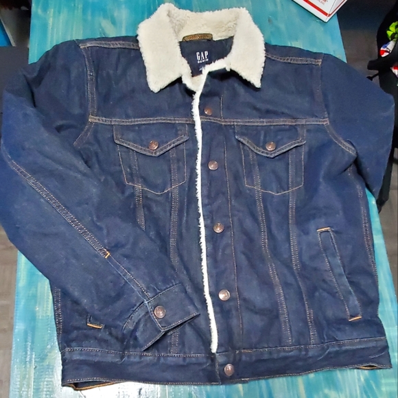 GAP Other - GAP denim fleece jacket EUC medium